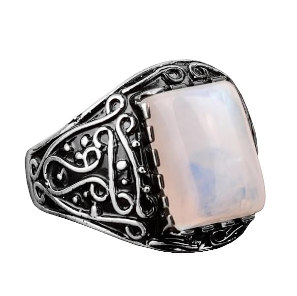 925 Sterling Silver Ring, with Natural Moonstone