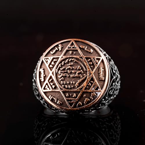 KAMBO Handmade 925 Sterling Silver Star of David Ring, King Solomon Seal Jewish Symbol, Adjustable Size, Vintage Stateme