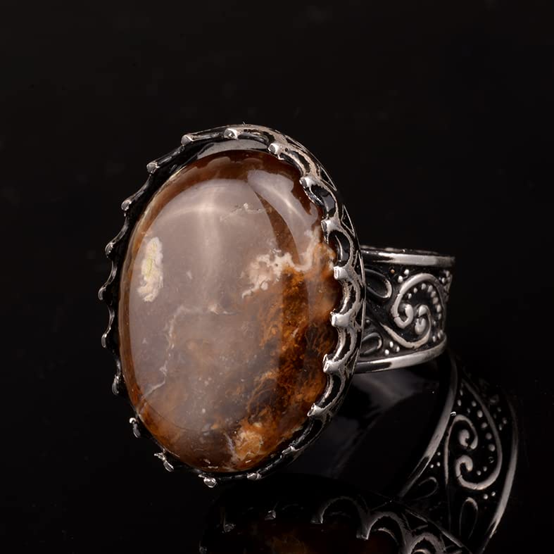 Natural Stone Ring - Handcrafted 925 Sterling Silver Ring — 3