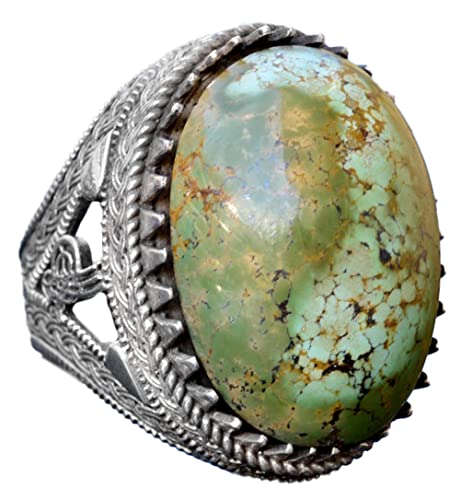 Natural Arizona Turquoise Stone Ring, Ottoman Seal Ring, 925 Sterling Silver Ring