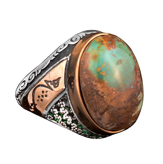 Natural Arizona Turquoise Stone Men's Ring, 925 Sterling Silver Ring