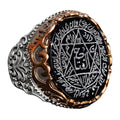 Silver Men's Ring, Natural Black Onyx Stone, King Solomon Seal Ring, Handmade Jewelry (Onyx)