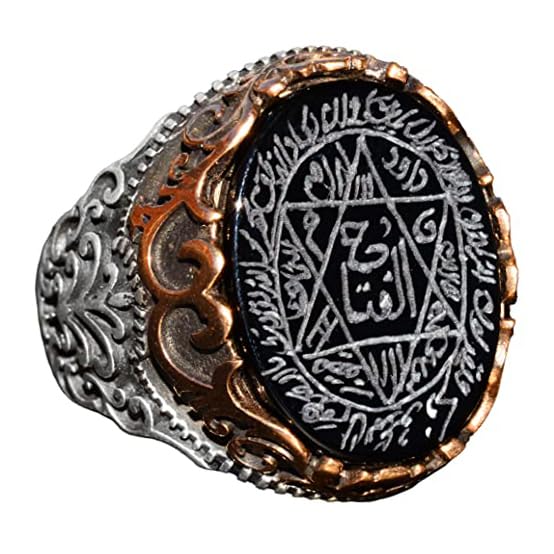 Silver Men's Ring, Natural Black Onyx Stone, King Solomon Seal Ring, Handmade Jewelry (Onyx)