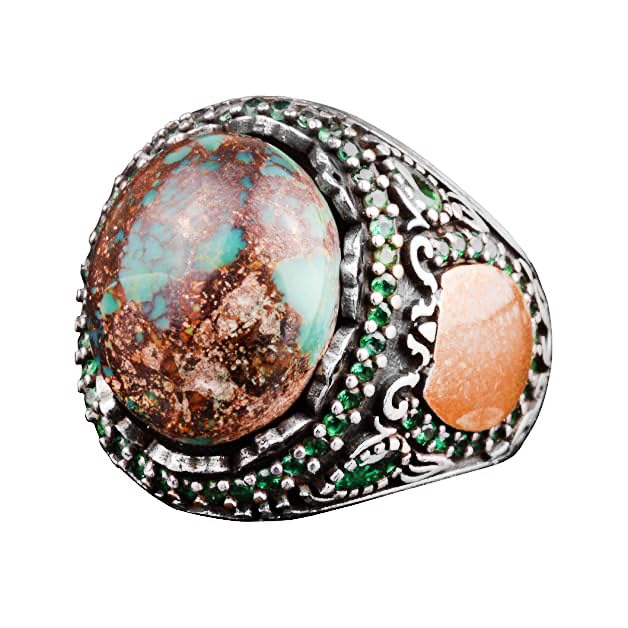 Natural Arizona Turquoise Stone Ring, Minimalist Design, 925 Sterling Silver Men's Ring