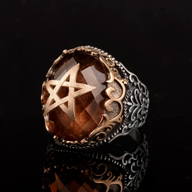 Star Ring, Seal Ring, 925 Sterling Silver Men's Ring, Handmade Ring — 7