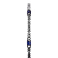 KAMBO Blue Sapphire Men's Set – 925 Sterling Silver Byzantine Style Geometric Pattern Chain Bracelet and Necklace Set – Handmade Vintage Masculine Jewelry (Necklace)