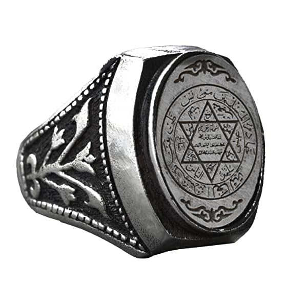 Kambo Handmade 925 Sterling Silver Men's Ring, Seal of Solomon Symbol, Protective Amulet Ring