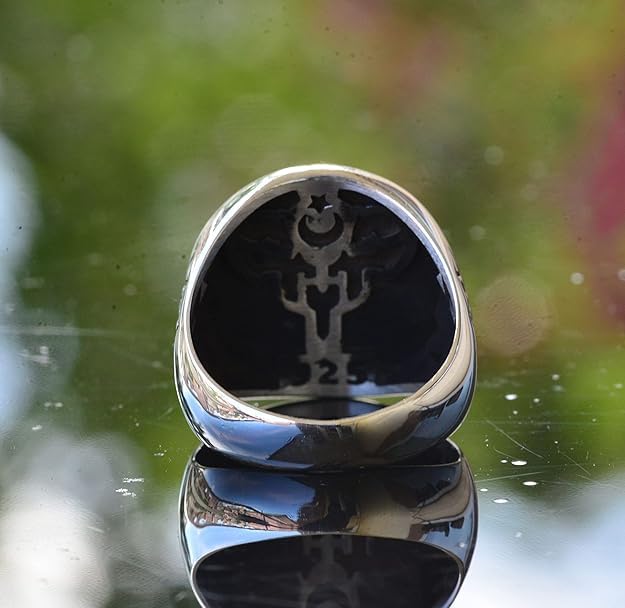 KAMBO 925 Sterling Silver Men's Handmade Arabic Islamic Ayatul Kursi Ring Minimalist Solid Silver Statement Band Customi