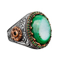 Natural Drusy Crystal Quartz Stone Men's Ring - 925 Sterling Silver