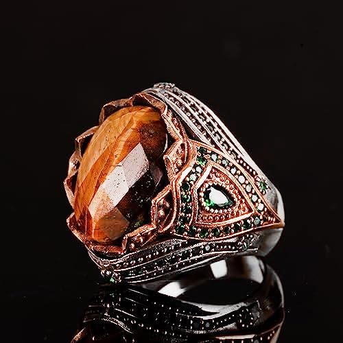 Natural Stone Handmade Ring - 925 Sterling Silver (Tiger Eye) — 3