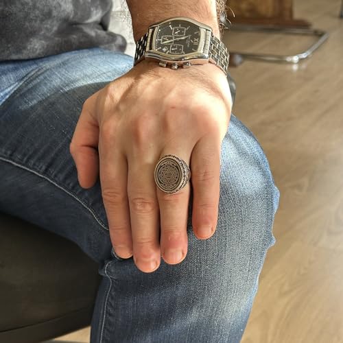 KAMBO Handmade 925 Sterling Silver Men's Ring David of Star Solomon Design Kabbalah Religious Statement Jewelry Vintage 