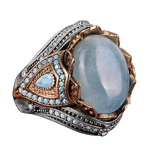 Natural Aquamarine Stone Ring - Handmade 925 Sterling Silver Ring