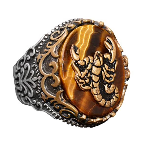 Natural Tiger's Eye Stone Ring - 925 Sterling Silver Ring