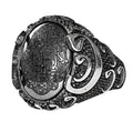 KAMBO 925 Sterling Silver Prayer Bead Ring – 'I Seek Refuge in Allah's Word' Engraved Muslim Men's Ring