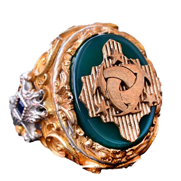 Jade Stone Ring - 925 Sterling Silver Signet Ring - Handmade Gold Plated Men's Ring (Family Crest)