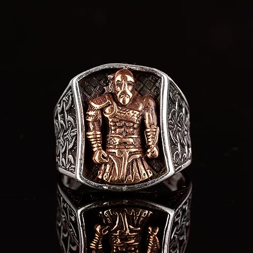 KAMBO Sterling Silver Spartan Warrior Ring – Handcrafted 925 Sterling Silver Jewelry – Bold Ancient Greek Helmet Design 