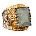 Natural Aquamarine Stone Handmade Ring, Gold Plated Silver Men's Ring - Symbol of Serenity and Courage