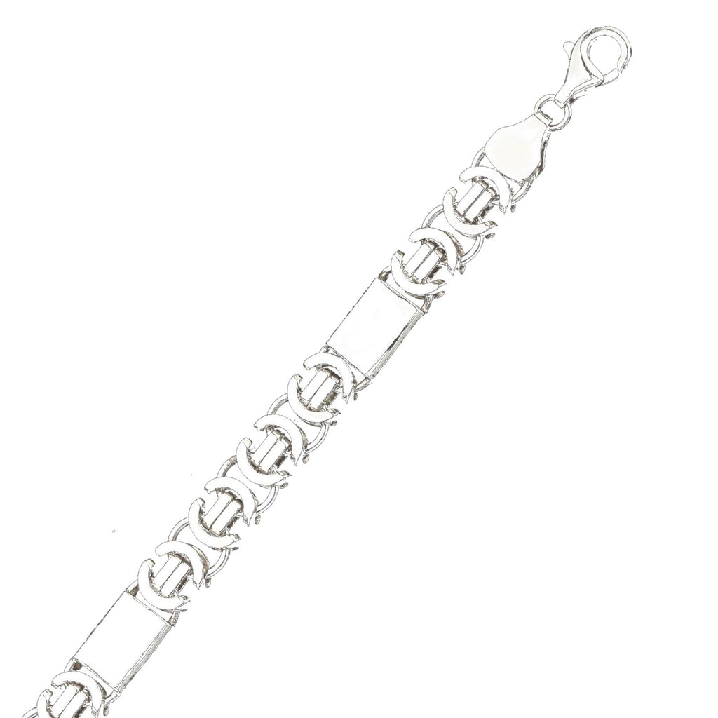 KAMBO Handmade 925 Sterling Silver Byzantine King Chain Necklace with Polished Bar Stations Şarnelli Design, Unisex Stat