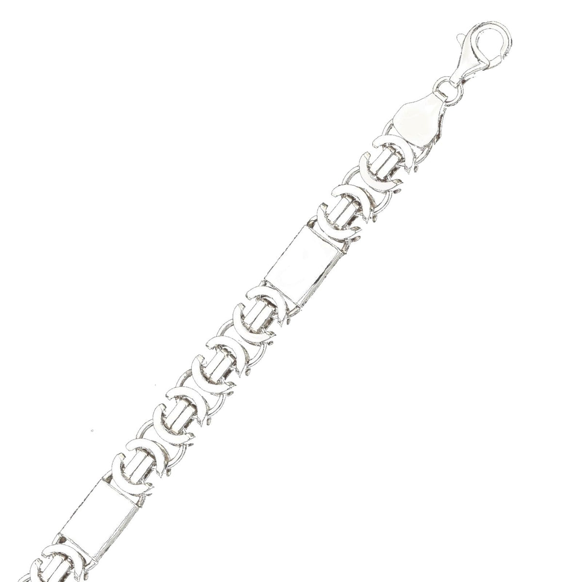 KAMBO Handmade 925 Sterling Silver Byzantine King Chain Necklace with Polished Bar Stations Şarnelli Design, Unisex Stat