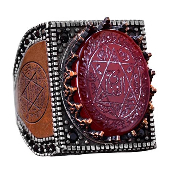 Handmade Natural Agate Stone Silver Men's Ring - Symbol of Strength and Protection (Red Agate)