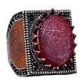 Handmade Natural Agate Stone Silver Men's Ring - Symbol of Strength and Protection (Red Agate)