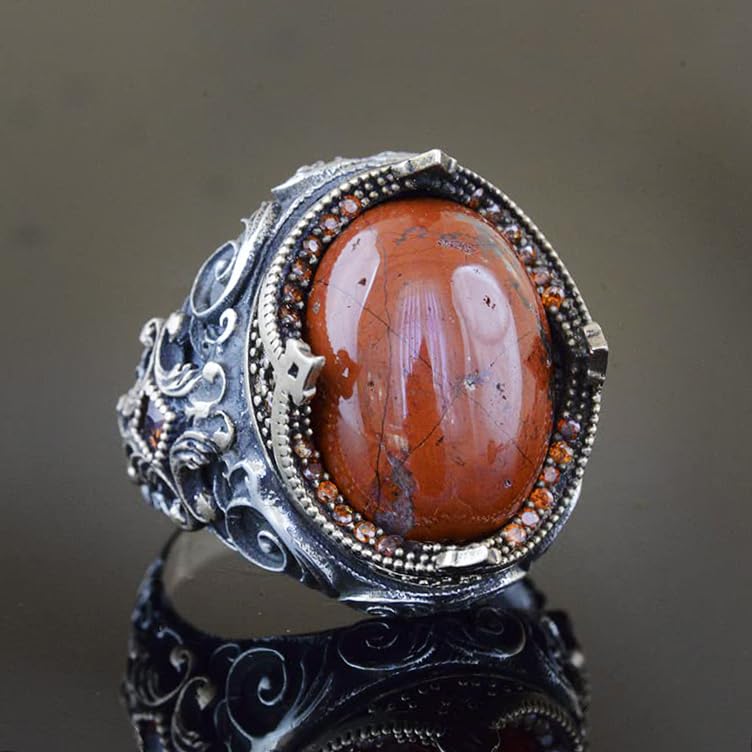 Natural Blood Stone Ring - Minimalist 925 Sterling Silver Ring — 3