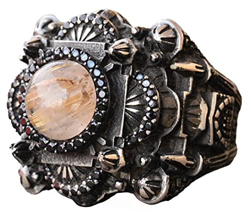 Natural Rutile Gold Quartz Stone Ring
