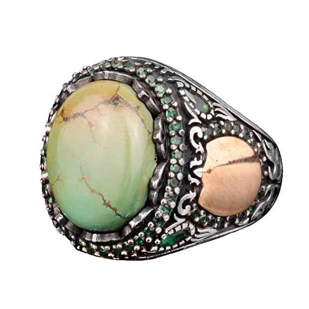 Natural Arizona Turquoise Stone Ring, Minimalist 925 Sterling Silver Men's Ring