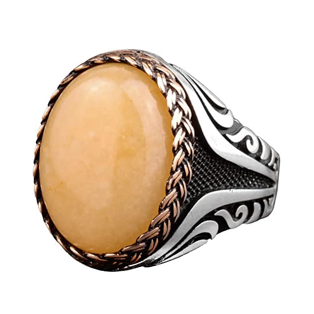 Natural Yellow Agate Stone Ring