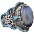 Handmade 925 Sterling Silver Men's Ring - Natural Stone (Kyanite)