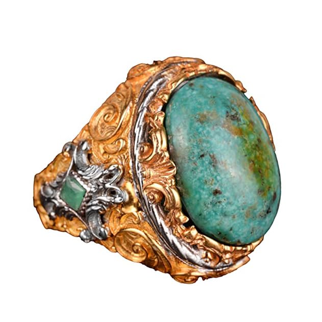 925 Sterling Silver Men's Ring with Natural Arizona Turquoise Stone - Bold and Stylish Design, Suitable for Daily Wear and Special Events