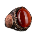 Natural Red Agate Stone Ring - 925 Sterling Silver Ring