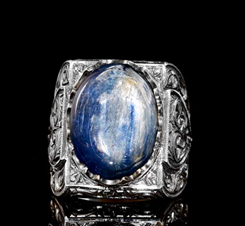 KAMBO 925 Sterling Silver Men's Ring Handmade with Genuine Natural Pearl Stone Byzantine Style Vintage Statement Jewelry