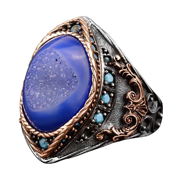 Natural Druzy Crystal Quartz Ring - 925 Sterling Silver (Model-2)