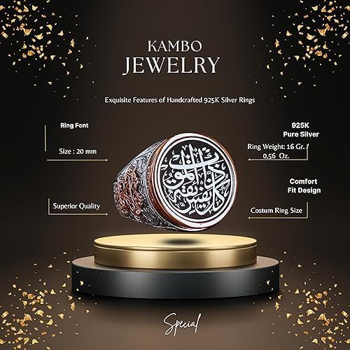 925 Sterling Silver Men's Ring, Handmade Ring, Islamic Ring, Customizable Ring — 2