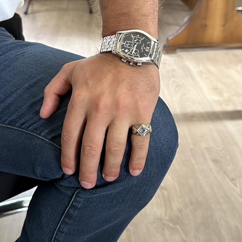 KAMBO Handmade 925 Sterling Silver Ring with Created Aquamarine Stone, Modern Unisex Design, Gold Plated, Elegant Statem