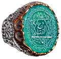 Silver Men's Ring, Natural Black Onyx Stone, King Solomon's Seal Ring, Handmade Jewelry (Jade)