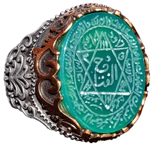 Silver Men's Ring, Natural Black Onyx Stone, King Solomon's Seal Ring, Handmade Jewelry (Jade)