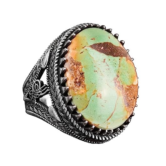 925 Sterling Silver Men's Ring, Green Turquoise Stone, Natural Turquoise Stone, Handmade Silver Ring