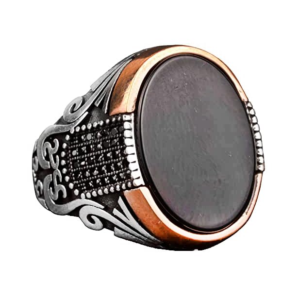 Handmade Men's Ring, 925 Sterling Silver Men's Ring, Synthetic Onyx Stone Ring