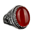 Natural Stone Ring, 925 Sterling Silver Men's Ring