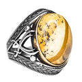 Handcrafted Silver Men's Ring | Natural Landscape Greenstone | Balance and Stability Design