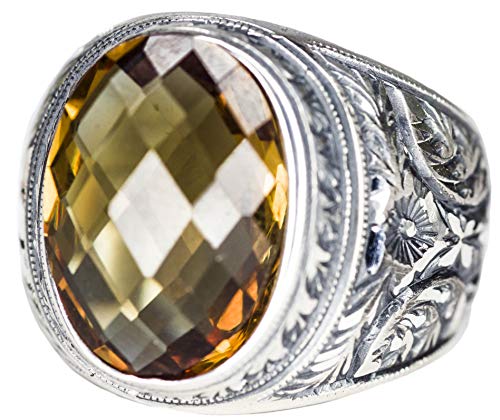 Men's 925 Sterling Silver Ring, Created Sultanit Stone, Steel Pen Craft
