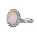 KAMBO Natural Opal Stone Women's Ring 925 Sterling Silver Oval Opal Halo Ring Elegant Handmade Jewelry