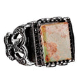Rectangular Silver Ring, 925 Natural Arizona Turquoise Stone Ring (Style-4)