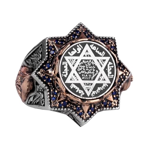 Falcon Jewelry, Mens Solomon Ring, Star of David Seal Symbol, David of Star, Gift Gents, Talisman Ring, 925 Sterling Sil