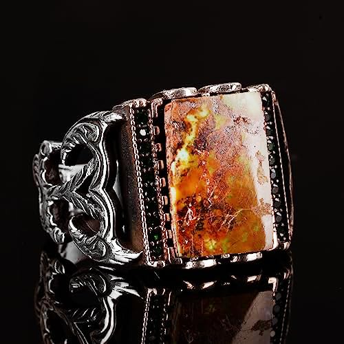 Rectangular Silver Ring, 925 Sterling Natural Arizona Turquoise Stone Ring (Model-5) — 4