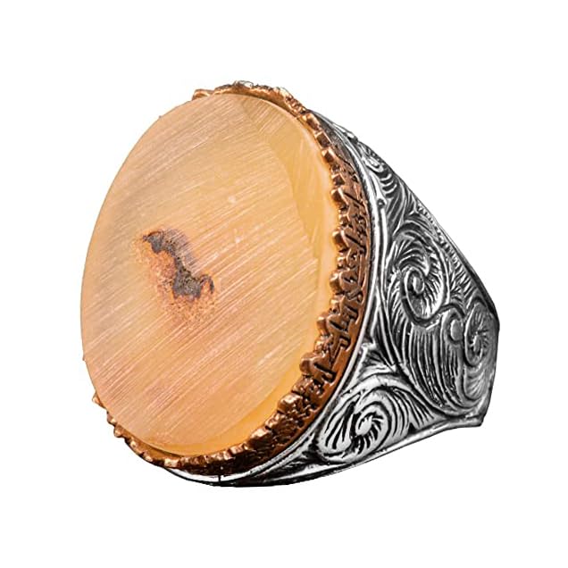 Natural Amber Stone Ring, 925 Sterling Silver