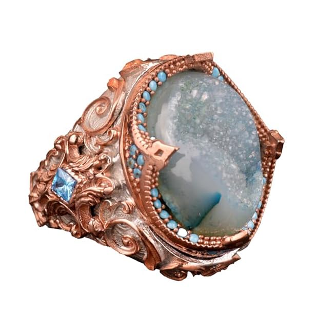 Natural Drusy Crystal Quartz Ring - 925 Sterling Silver