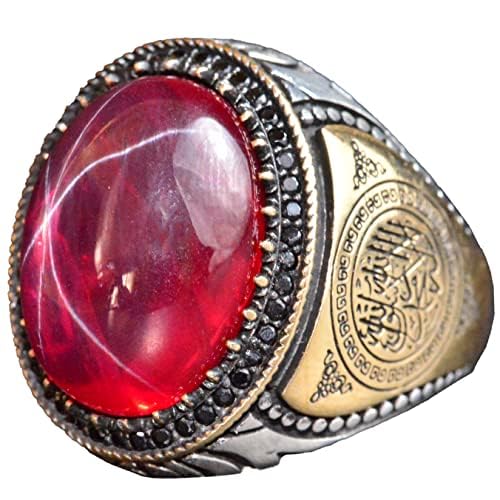 925 Sterling Silver Men's Ring - Star Ruby